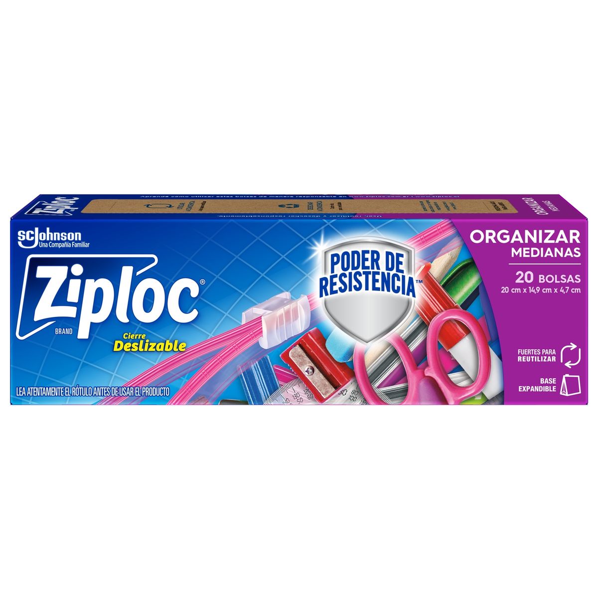 ZIPLOC - BOLSA  ORGANIZAR MEDIANA ZIPLOC 20 UN.