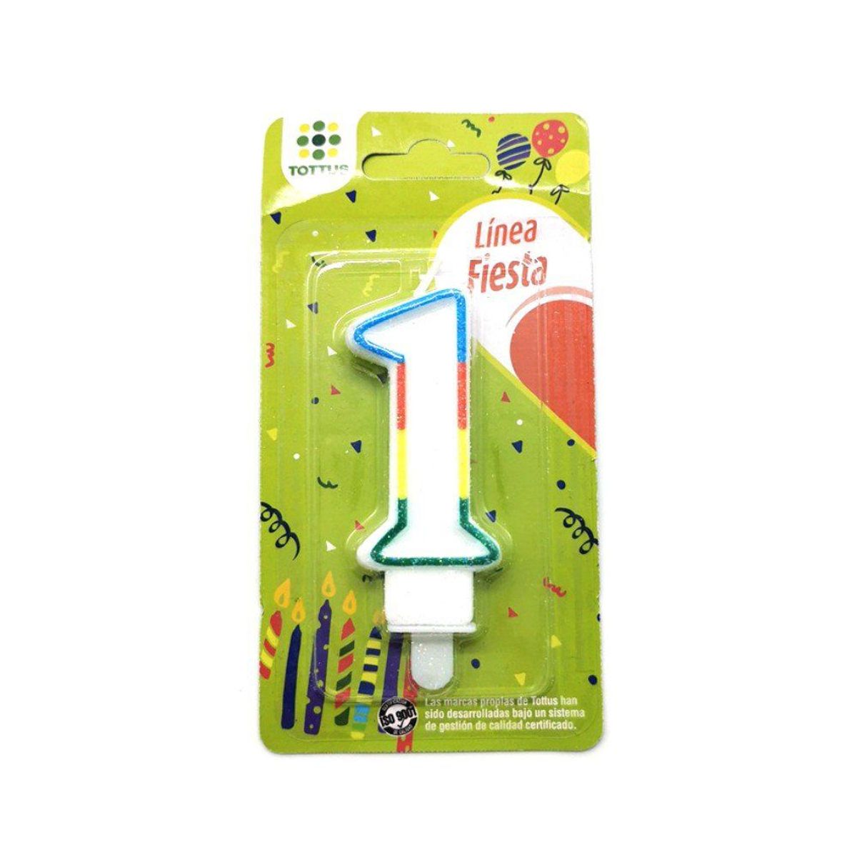TOTTUS - Vela Numeral Glitter N1  1 Un