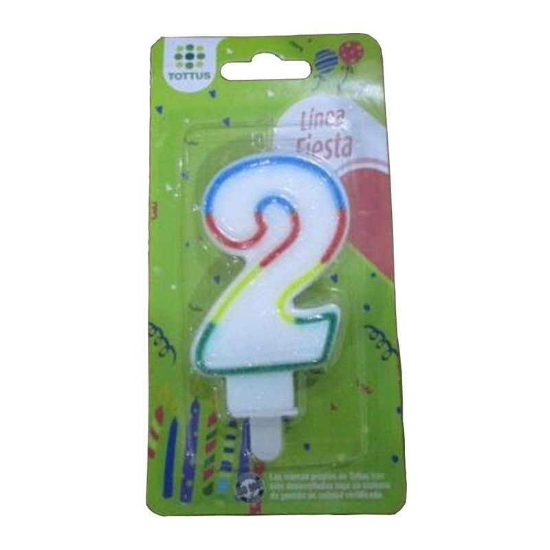 TOTTUS - Vela Numeral Glitter N2  1 Un