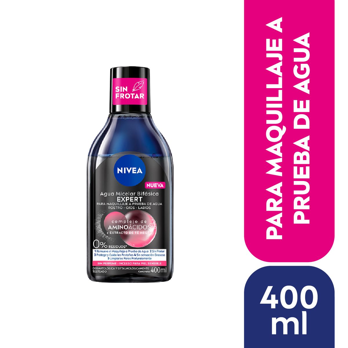 NIVEA - Agua Micelar Bifásica Nivea Waterproof 400 ml