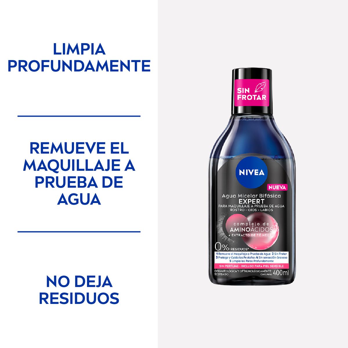 NIVEA - Agua Micelar Bifásica Nivea Waterproof 400 ml