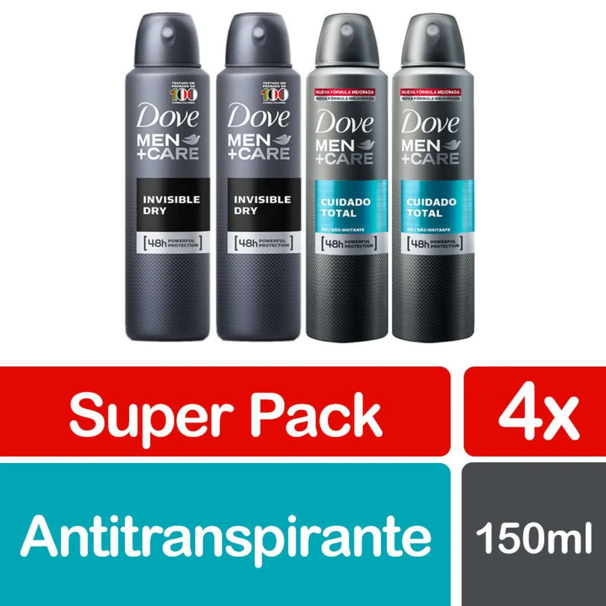 DOVE - Pack Antitranspirante Aerosol Dove Hombre 4 x 150 ml
