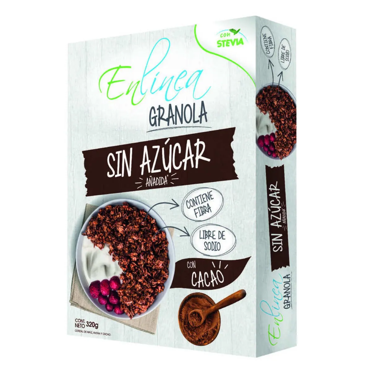 EN LINEA - GRANOLA CACAO S/AZUCAR ENLINEA 320 GR.