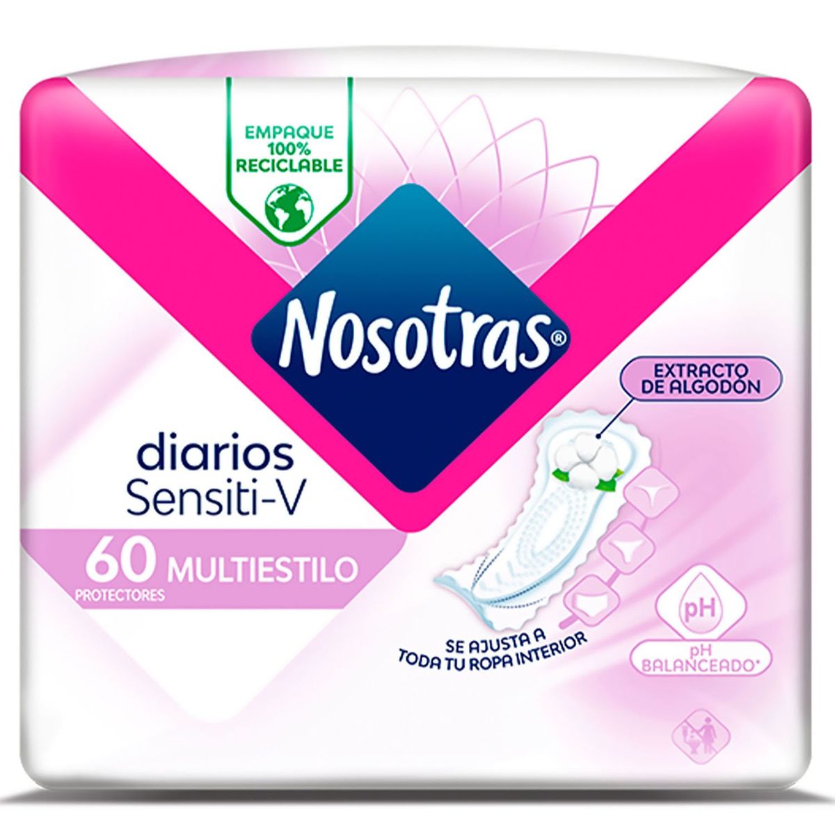 NOSOTRAS - Protectores Diarios Nosotras Sensiti-V Multiestilo 60 Un