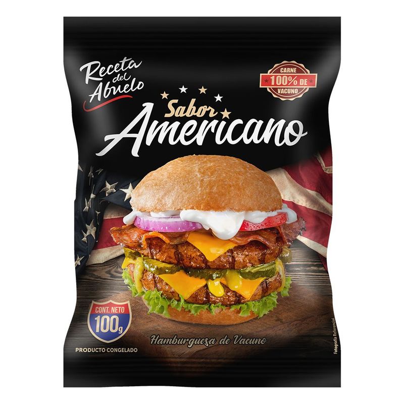 RECETA DEL ABUELO - Hamburguesa de Vacuno Sabor Americano Receta del Abuelo 100 g