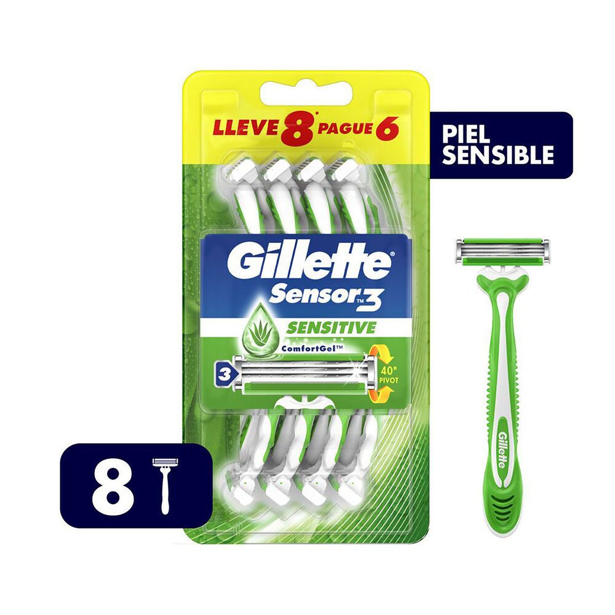 GILLETTE - Máquinas para Afeitar Prestobarba3 Sensitive Desechables