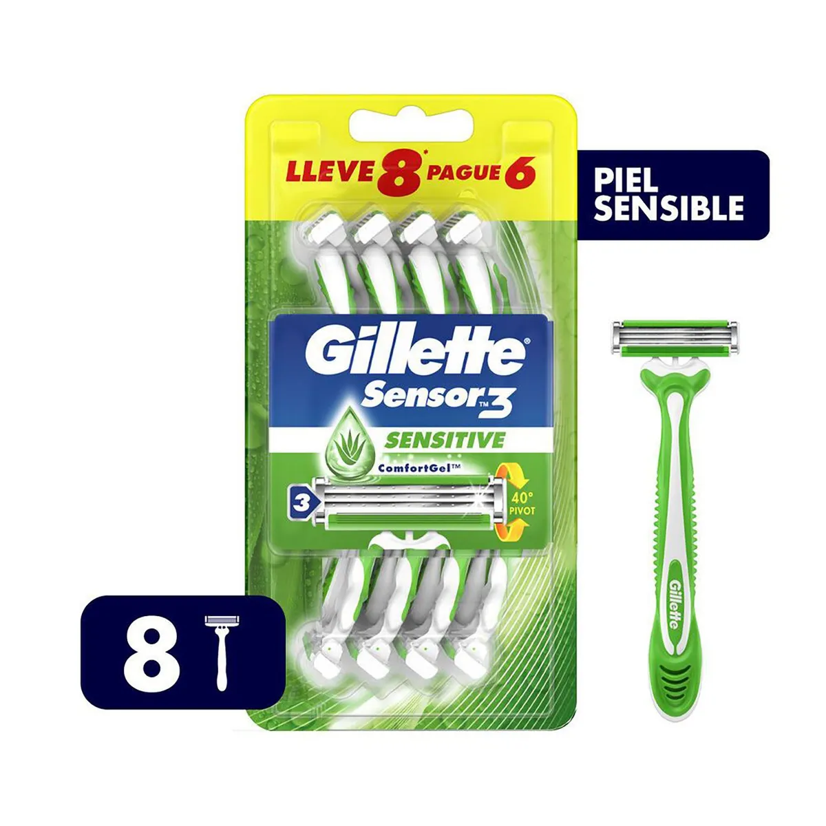 GILLETTE - Máquinas para Afeitar Prestobarba3 Sensitive Desechables