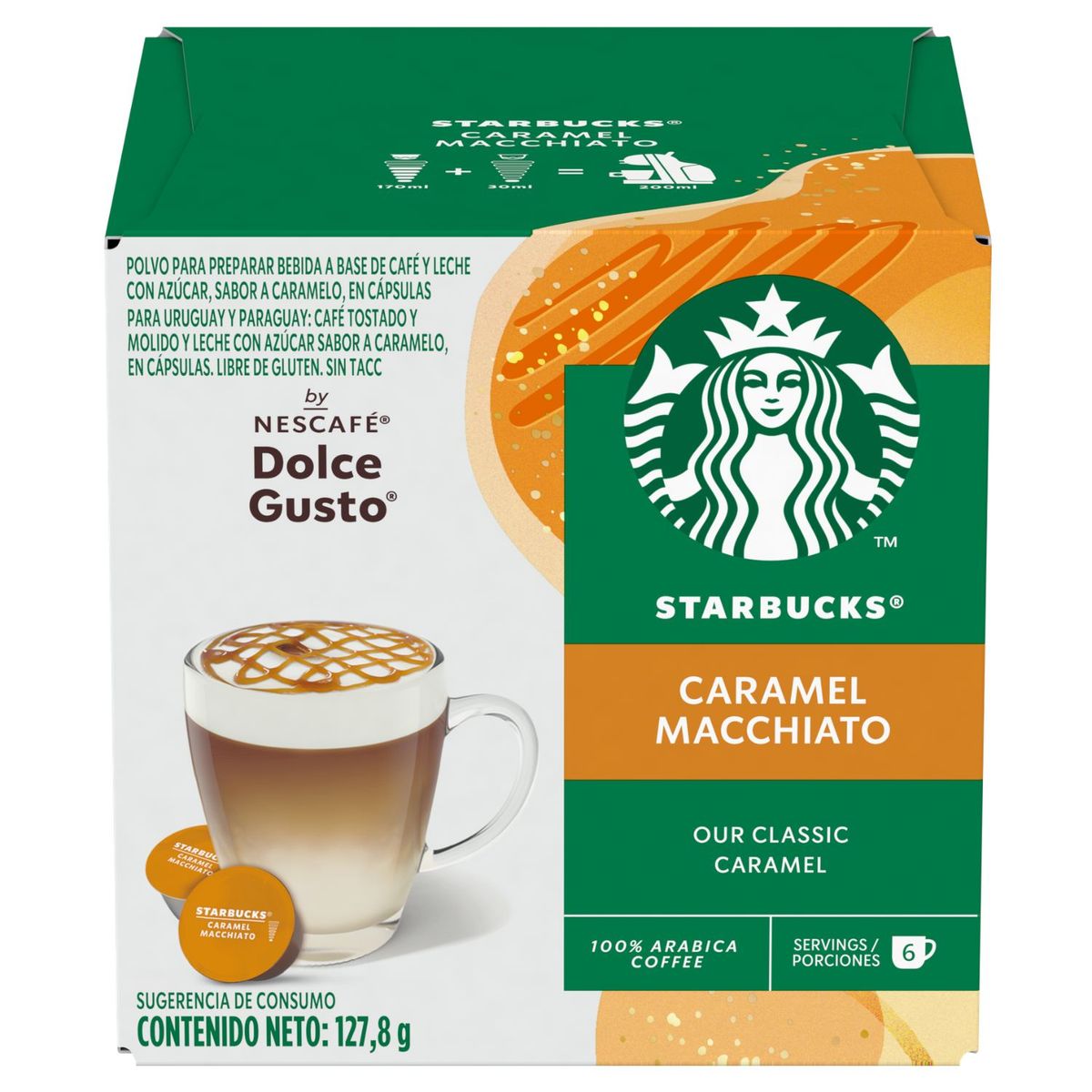 STARBUCKS - Cápsulas de Café Starbucks Dolce Gusto Caramel Macchiato 12 Un