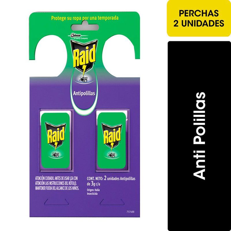 RAID - Insecticida Raid Mata Polillas Percha Gel 2 Un