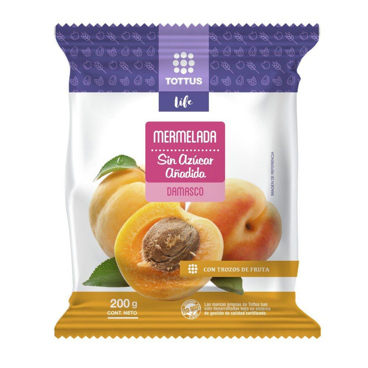 TOTTUS LIFE - Mermelada Damasco Sin Azúcar Añadida