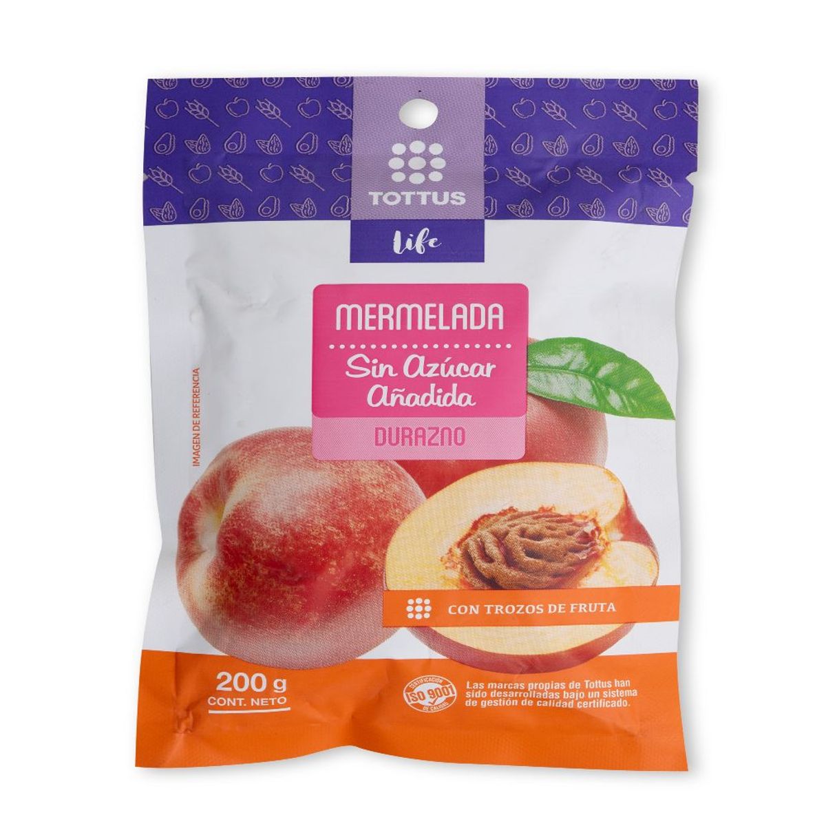 TOTTUS LIFE - Mermelada Durazno Sin Azúcar Añadida