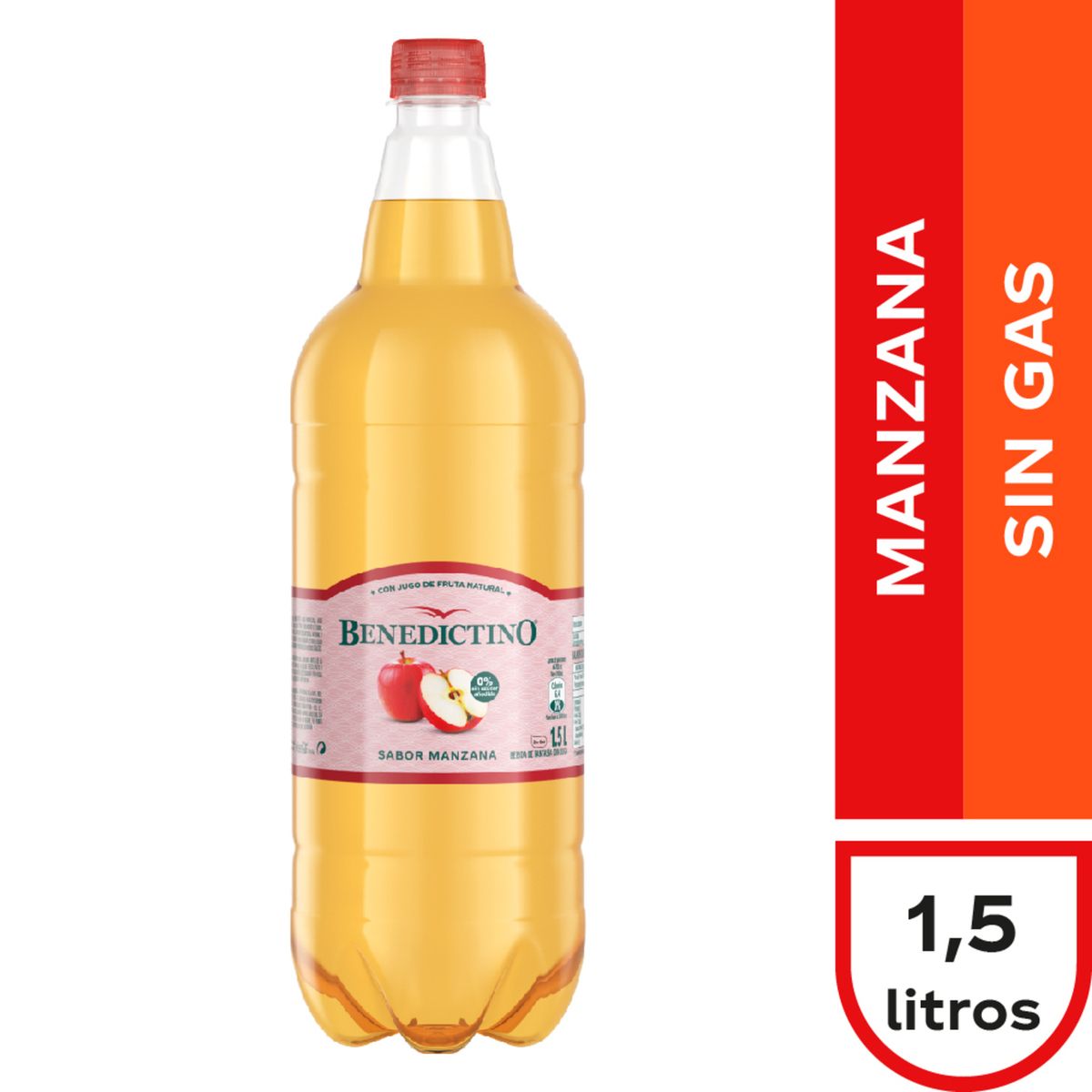 BENEDICTINO - Agua Sabor Manzana Sin Gas Benedictino 1.5 L