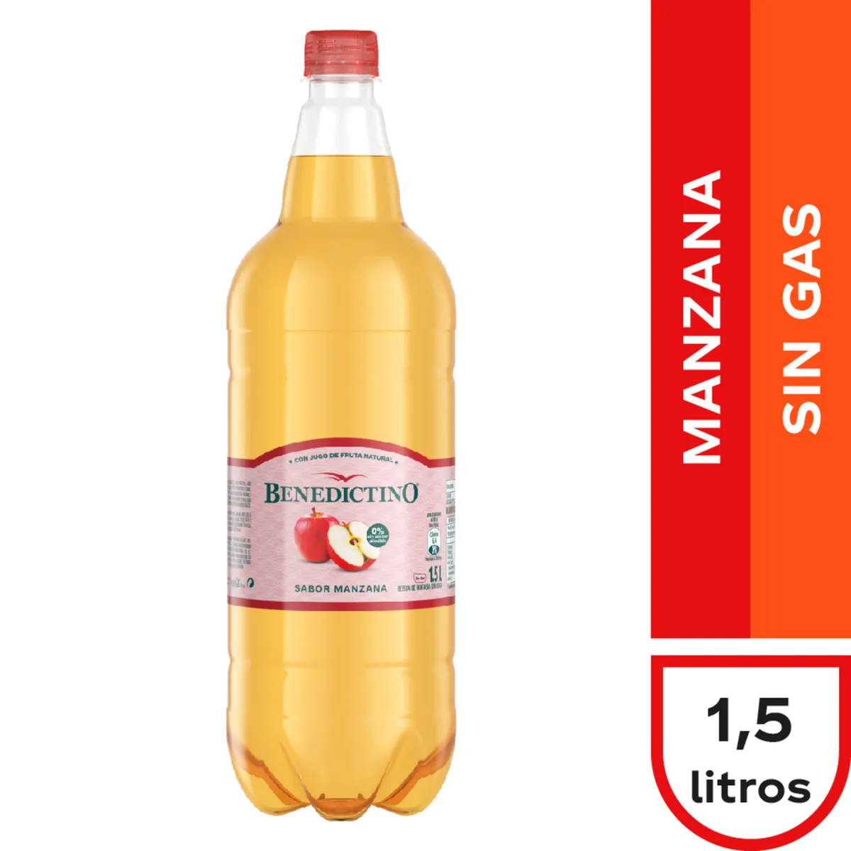 BENEDICTINO - Agua Sabor Manzana Sin Gas Benedictino 1.5 L