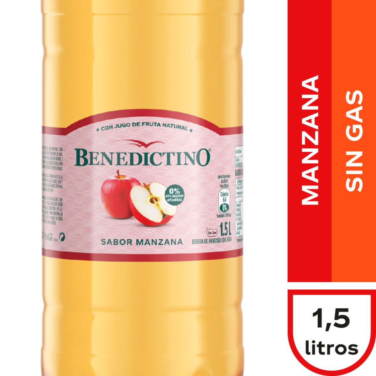 BENEDICTINO - Agua Sabor Manzana Sin Gas Benedictino 1.5 L