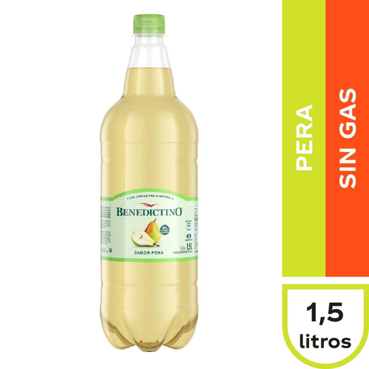 BENEDICTINO - Agua Sabor Pera Sin Gas Benedictino 1.5 L