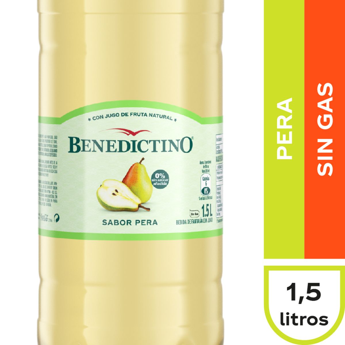 BENEDICTINO - Agua Sabor Pera Sin Gas Benedictino 1.5 L
