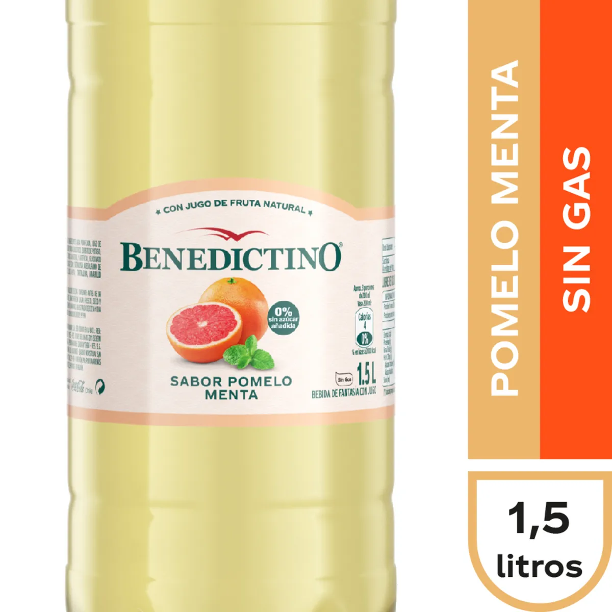 BENEDICTINO - Agua Sabor Pomelo y Menta Sin Gas Benedictino 1.5 L