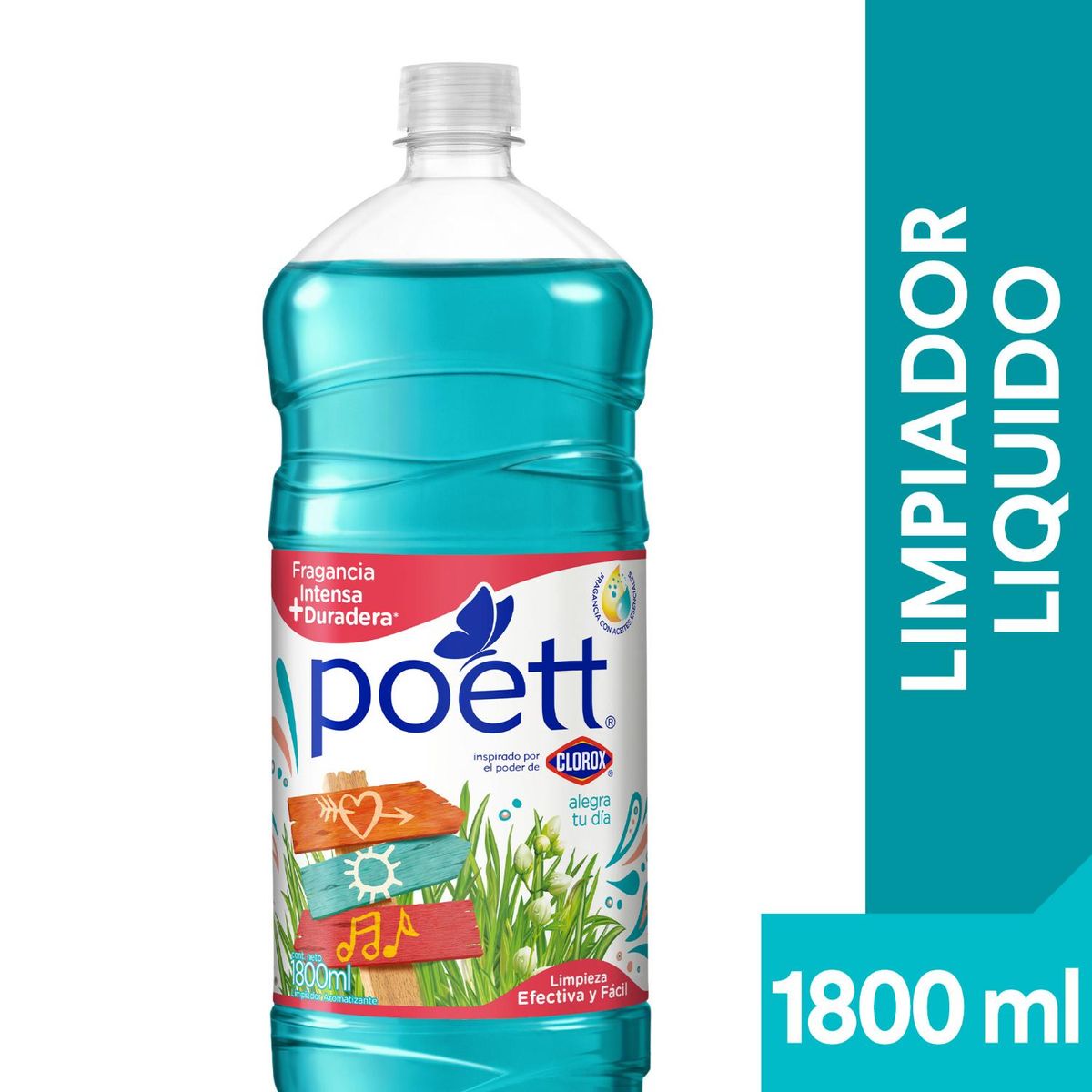 POETT - Limpiador Desinfectante de Pisos Poett Alegra Tu Día Botella 1.8 Lts