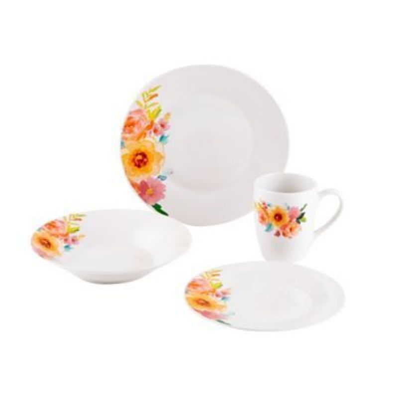 CASA JOVEN - Juego De Vajilla 16 Pz Decal Floral