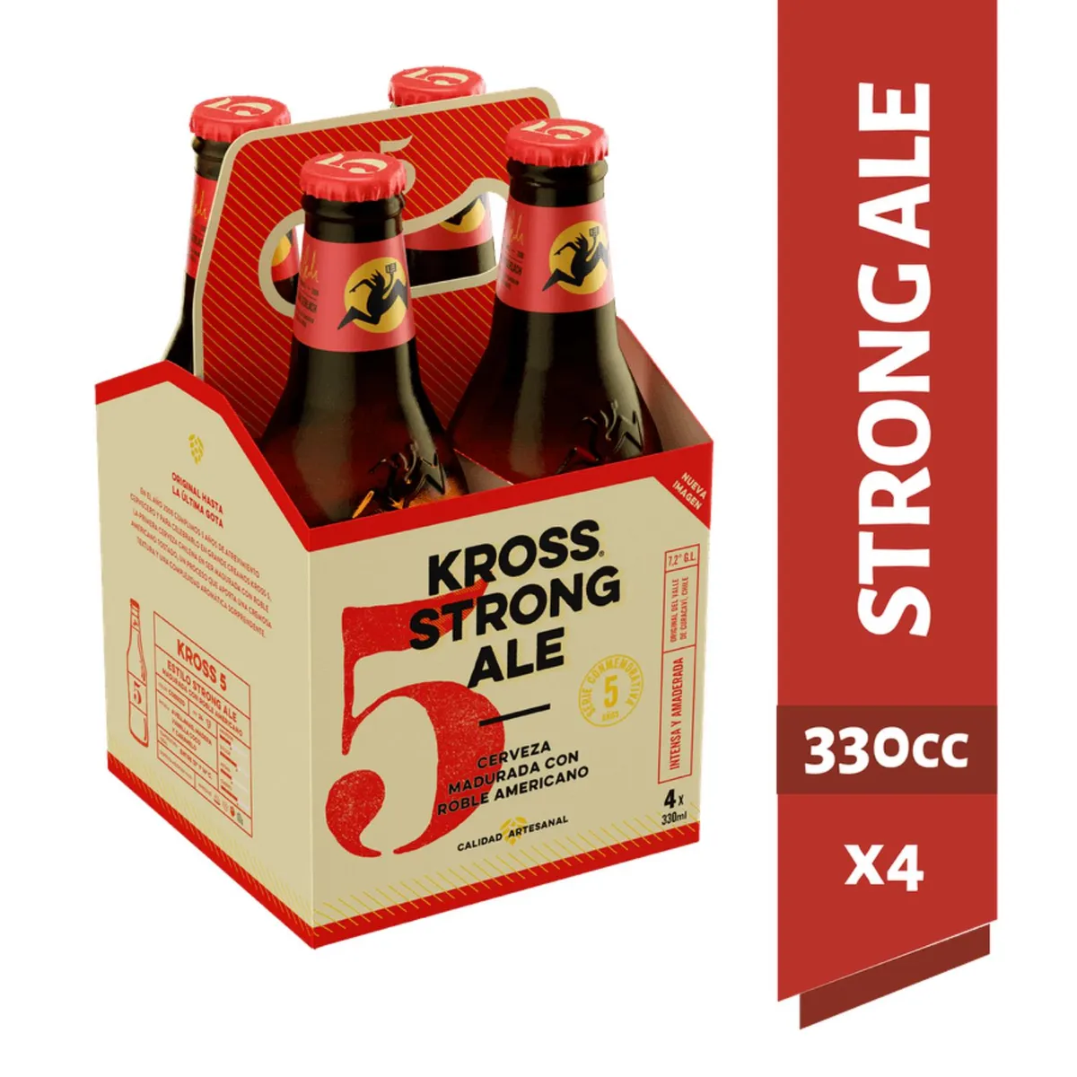 KROSS - Pack Cerveza Artesanal Kross 5 Strong Ale Botella 7.2° 4 x 330 ml