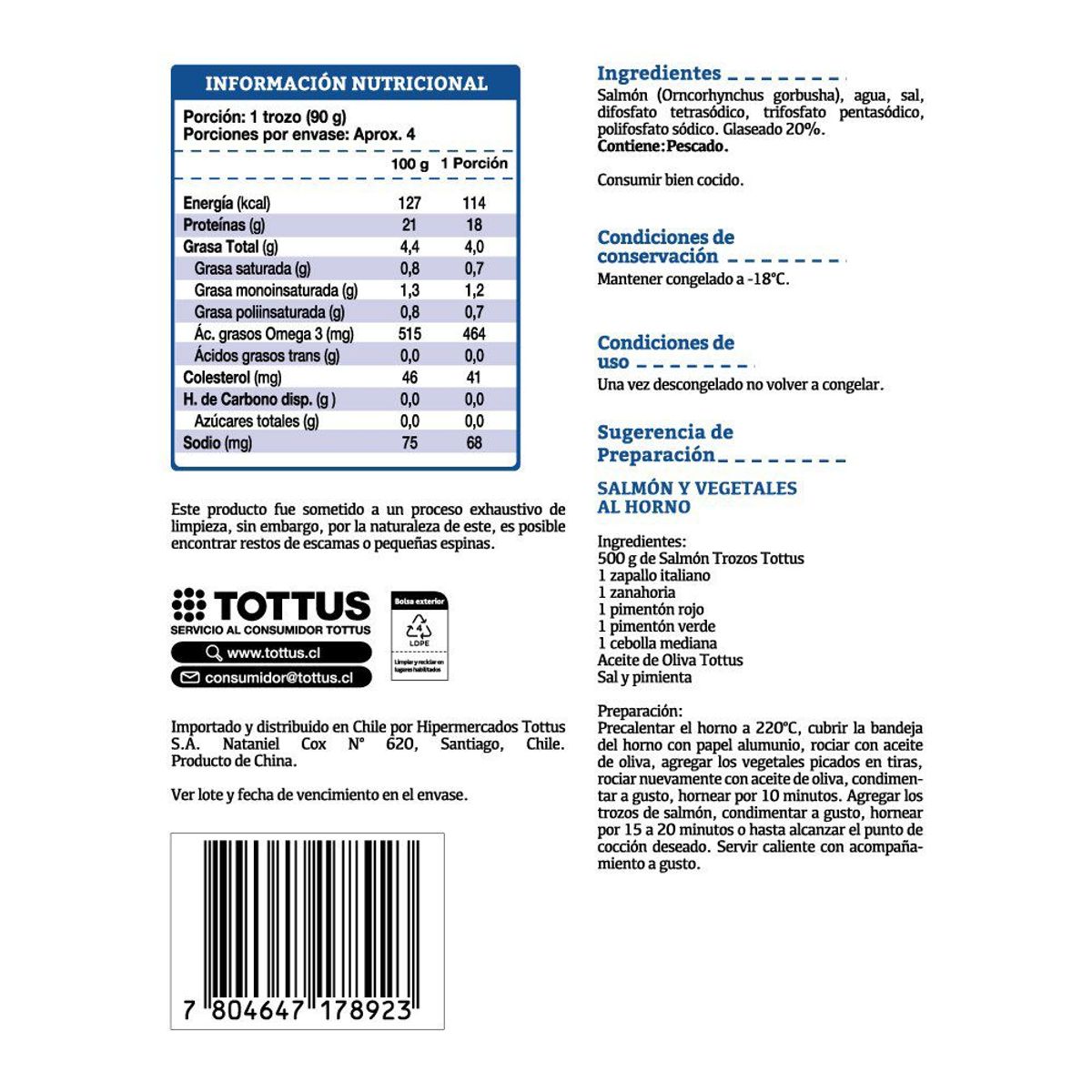 TOTTUS - Salmón Con Piel En Trozos Tottus 500 g
