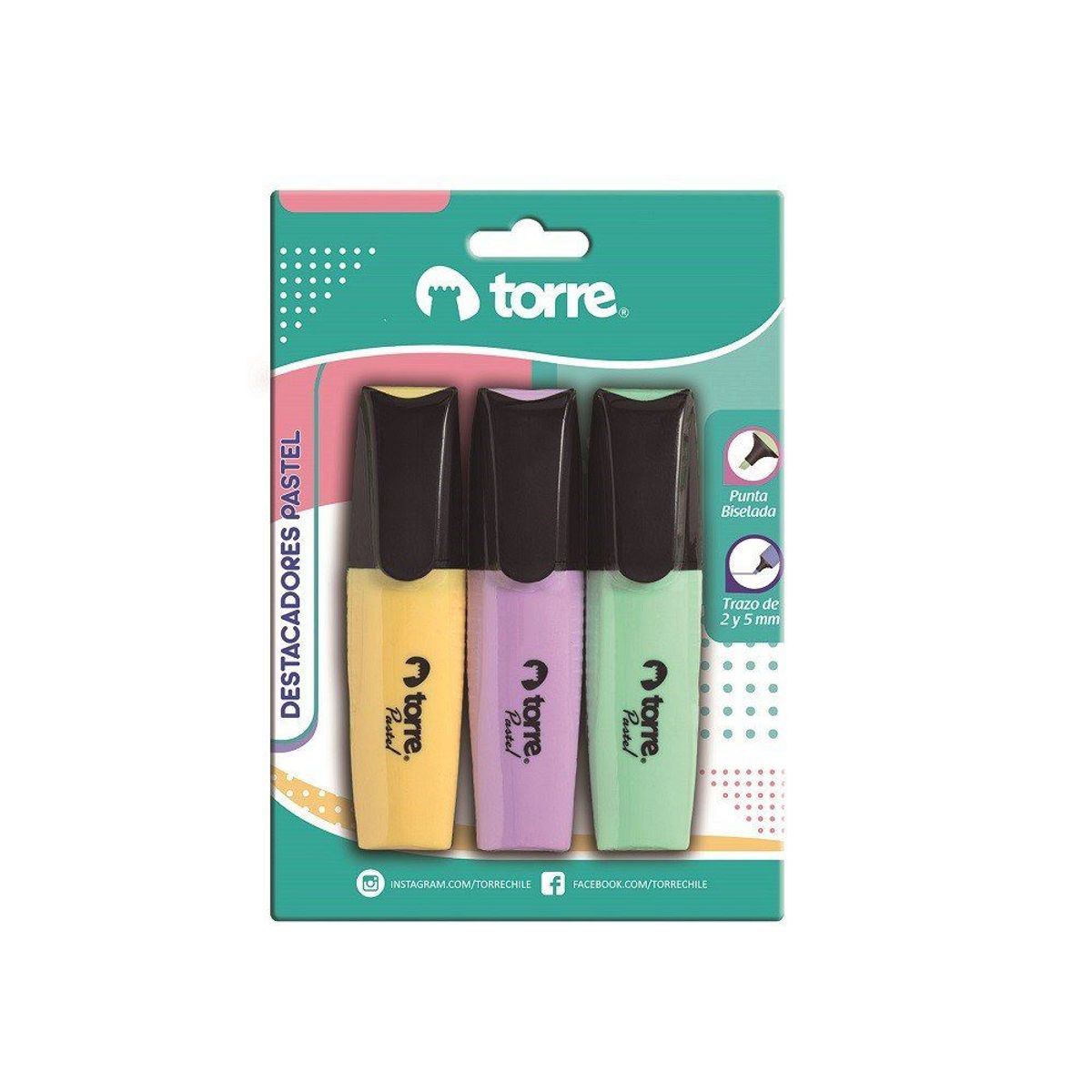 TORRE - Bl.Destacadores Pastel 3 Colores Torre