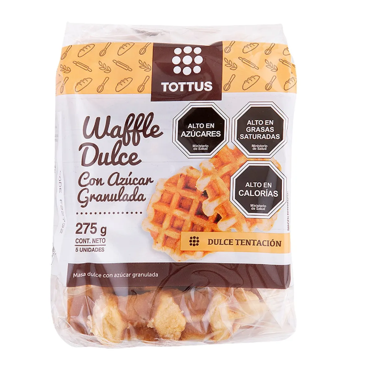 TOTTUS - Waffles Dulces con Azúcar Granulada Tottus 5 Un