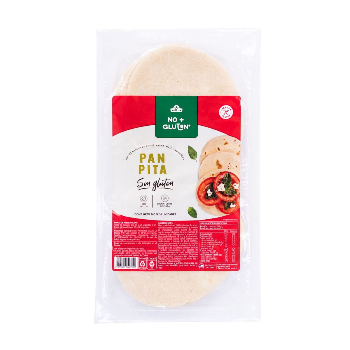 NO+GLUTEN - Pan Pita sin Gluten