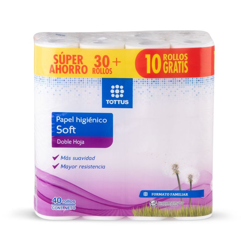 TOTTUS - PAPEL HIGIE SOFT DH TOTTUS 28 M 40 U
