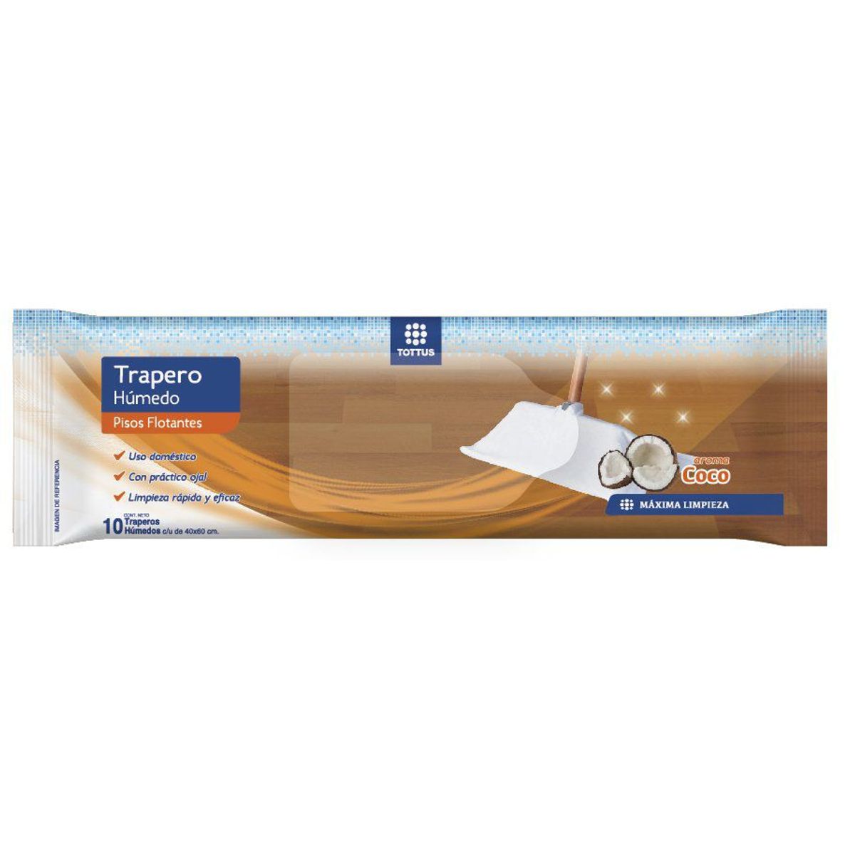 TOTTUS - Trapero Húmedo para Piso Flotante Tottus Aroma Coco 10 Un