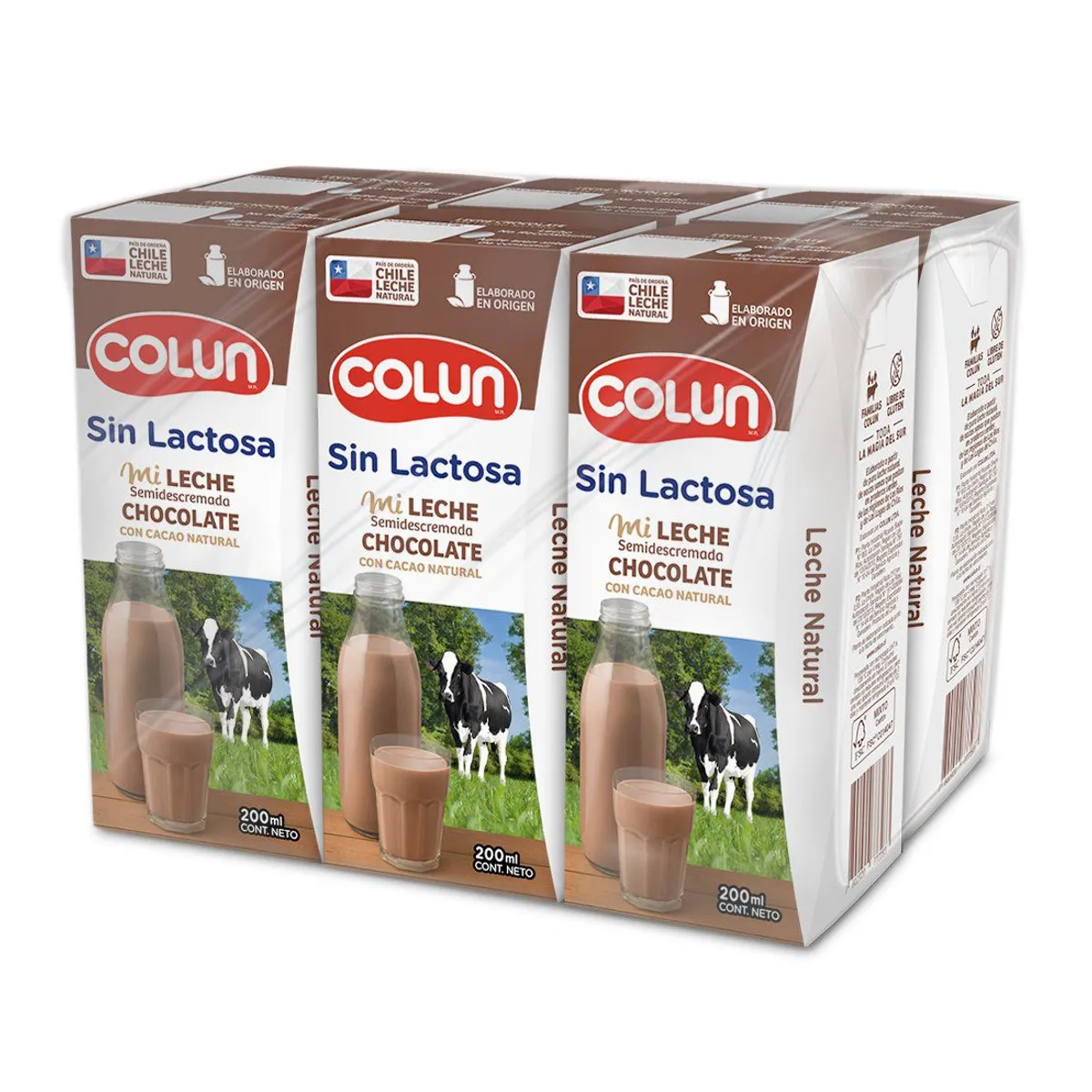 COLUN - Pack Leche Semidescremada Sin Lactosa Sabor Chocolate