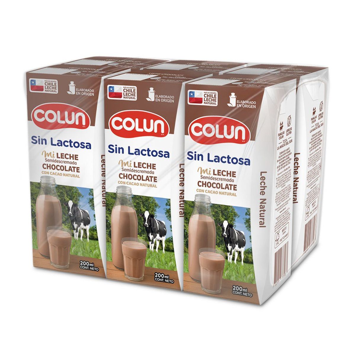 COLUN - Pack Leche Semidescremada Sin Lactosa Sabor Chocolate