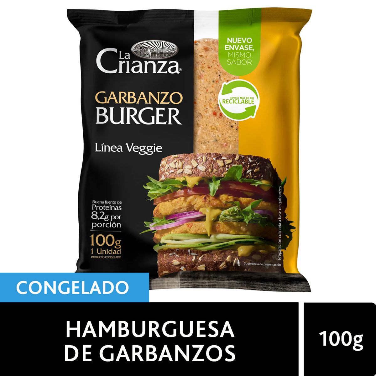 LA CRIANZA - Hamburguesa Vegetal de Garbanzos Veggie La Crianza 100 g