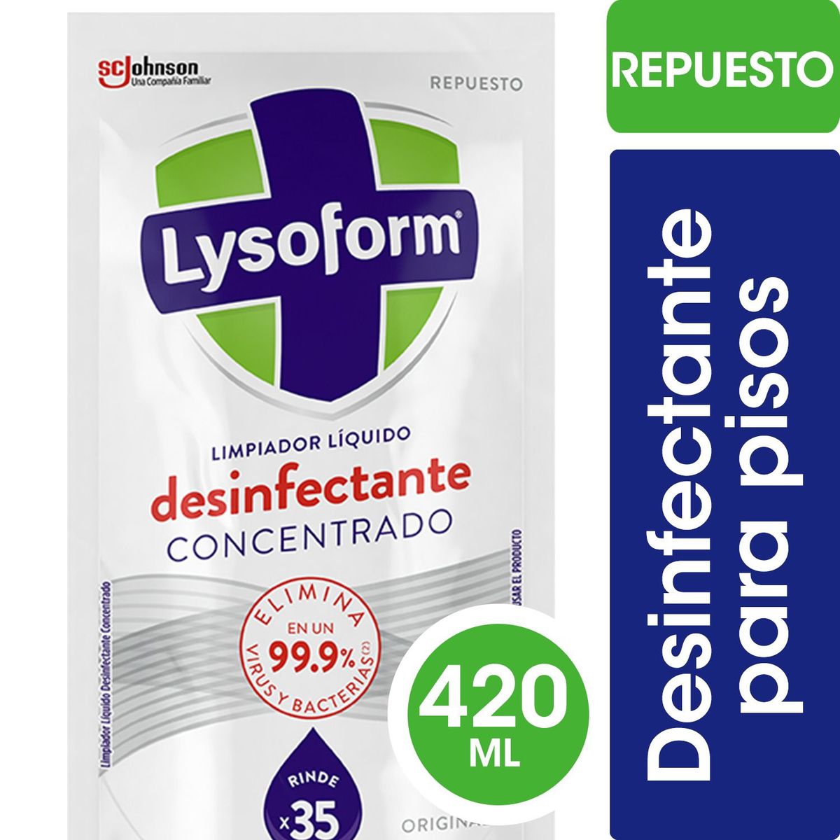LYSOFORM - Repuesto Limpiador Desinfectante Concentrado Pisos Lysoform Original 420 ml