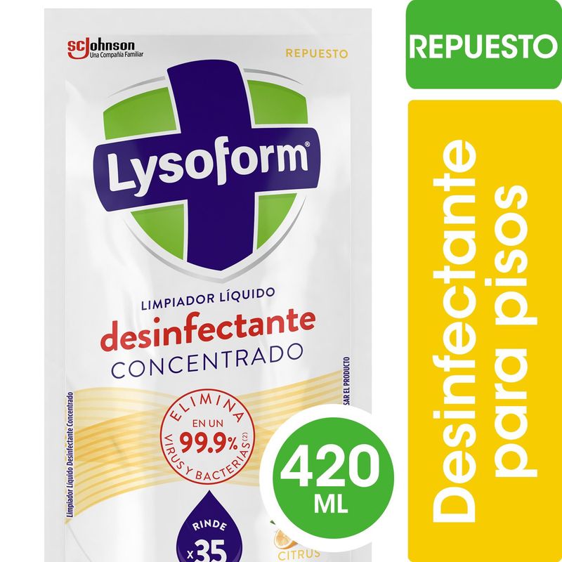 LYSOFORM - Repuesto Limpiador Líquido Desinfectante para Pisos Lysoform Cítrica 420 ml