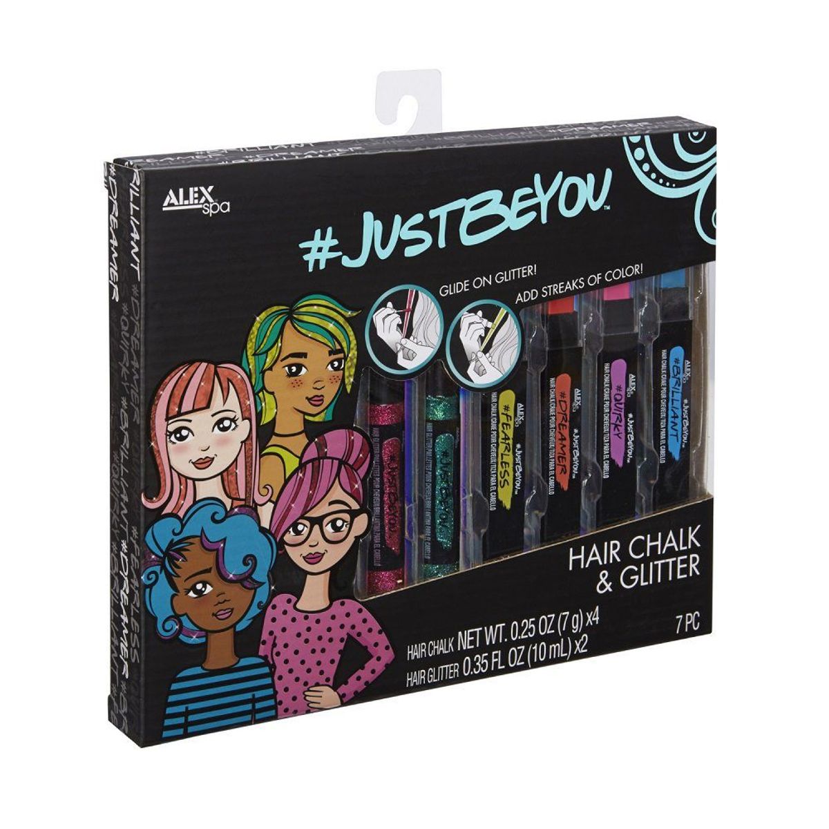 ALEX - JUSTBEYOU HAIR CHALK y GLITTER KIT