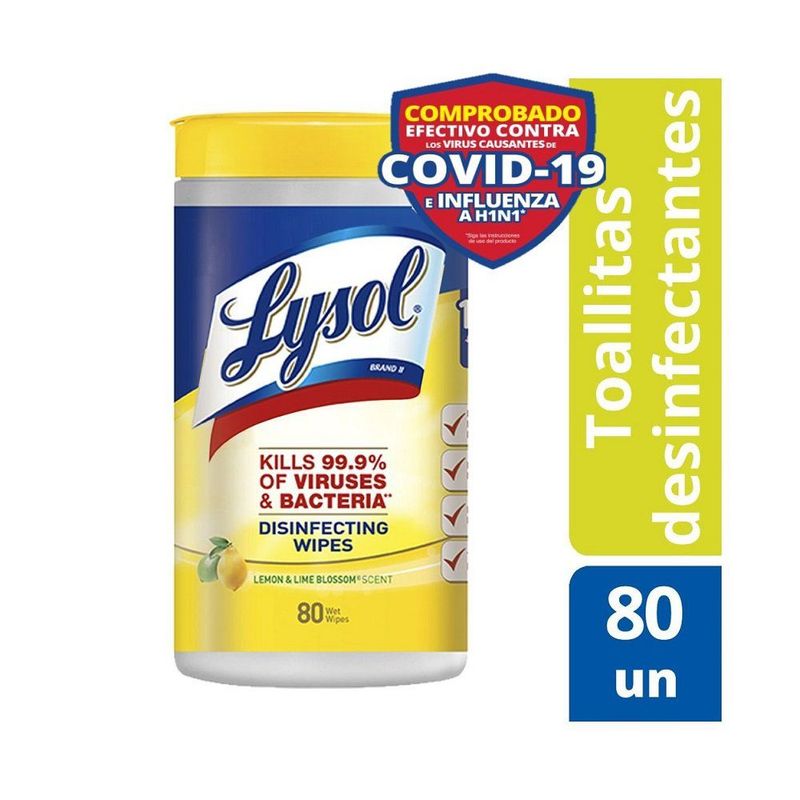 LYSOL - TOALLAS DESINFECTANTE LIMON LY 80 UNID