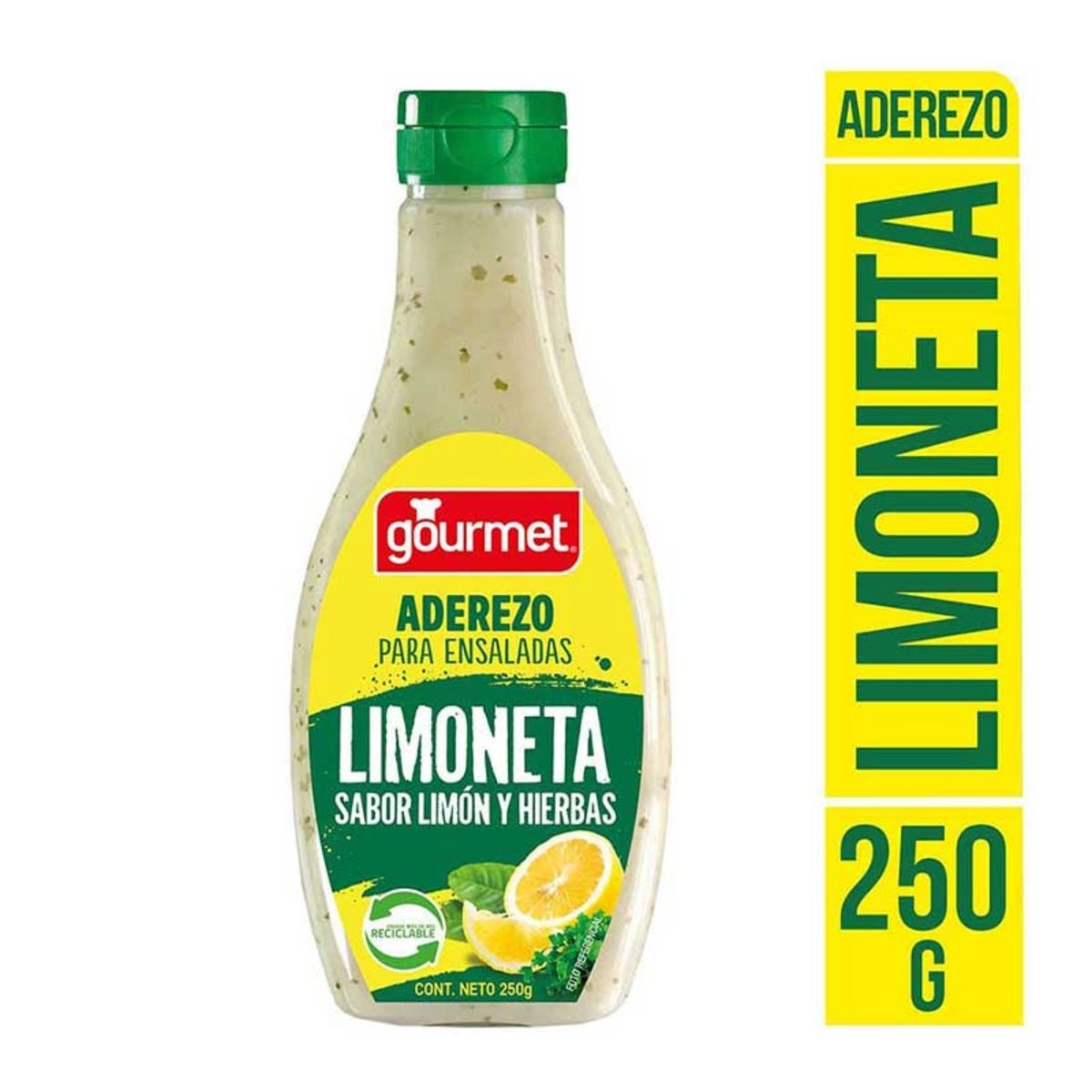 GOURMET - Aliño para Ensaladas Limoneta Gourmet Sabor Limón y Hierbas 250 g