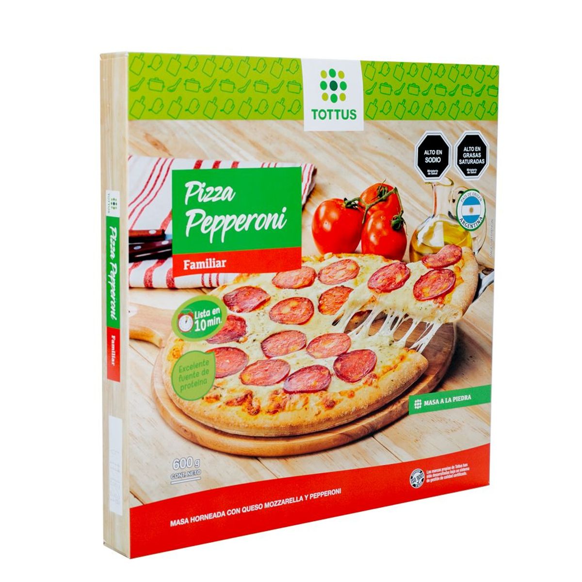 TOTTUS - Pizza Pepperoni Congelada Tottus 600 g