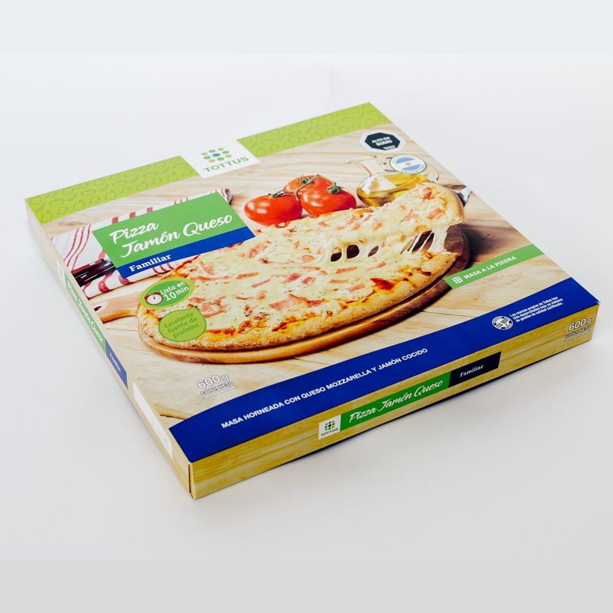 TOTTUS - Pizza Jamón y Queso Congelada Tottus 600 g