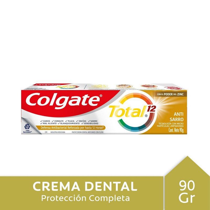 COLGATE - Pasta Dental Colgate Total Antisarro con Flúor 90 g
