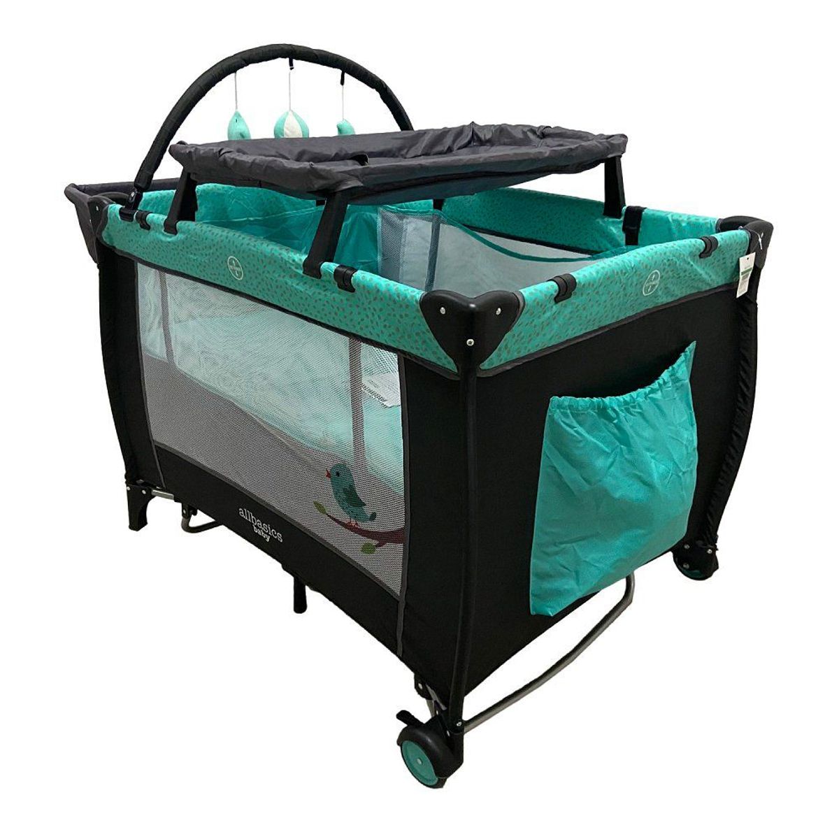 ALLBASICS - Cuna Corral con Organizador Turquesa