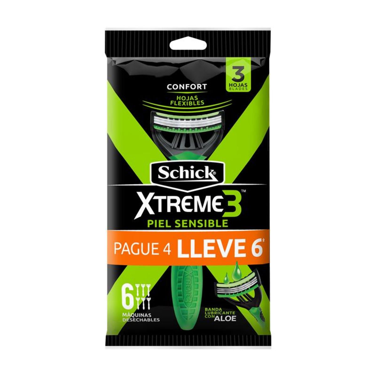 SCHICK - Máquina de Afeitar Schick Sensible 6 Un