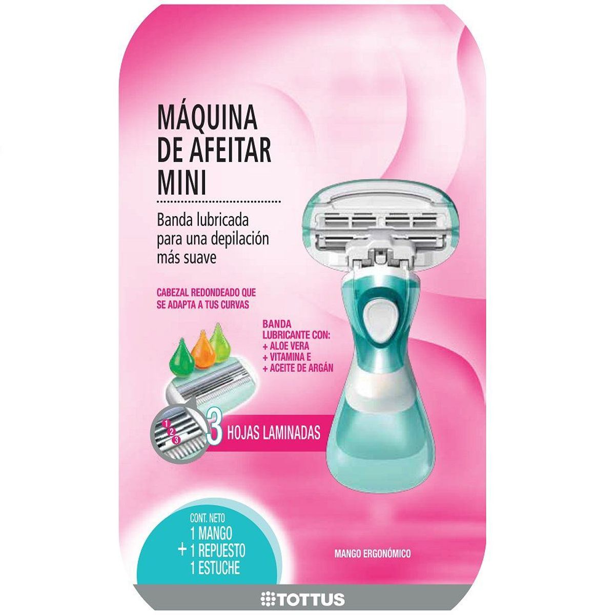 TOTTUS - Máquina de Afeitar 3 Hojas Mujer + 1 Repuesto