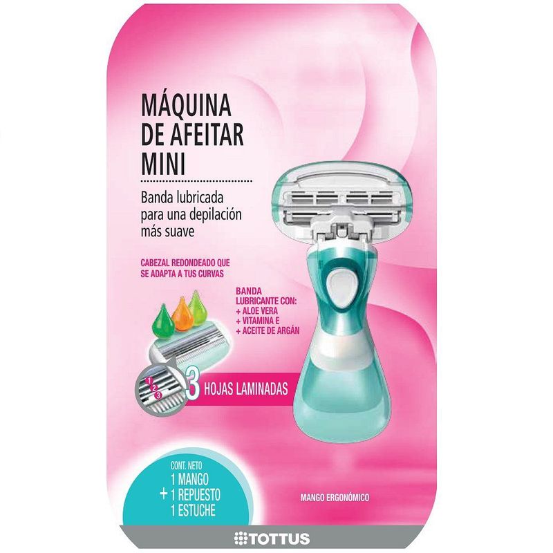 TOTTUS - Máquina de Afeitar 3 Hojas Mujer + 1 Repuesto