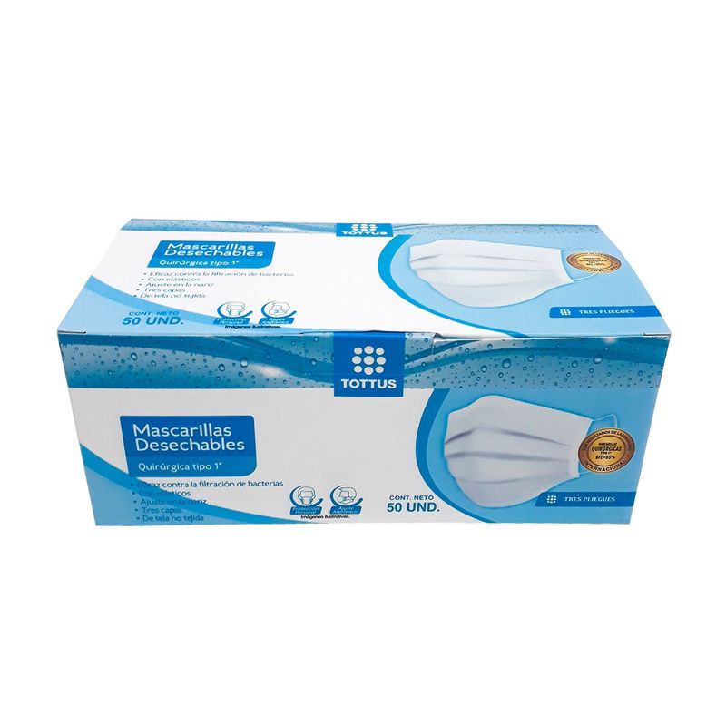 TOTTUS - MASCARILLA DESECHABLE CAJA TOTTUS 50 UND