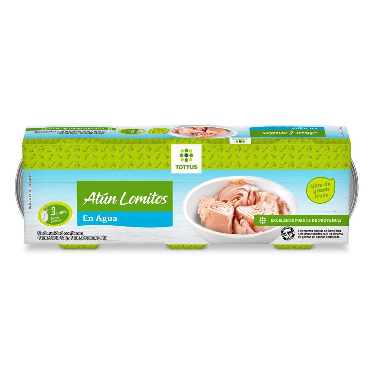 TOTTUS - Pack Atún Lomitos en Agua Tottus 3 x 80 g