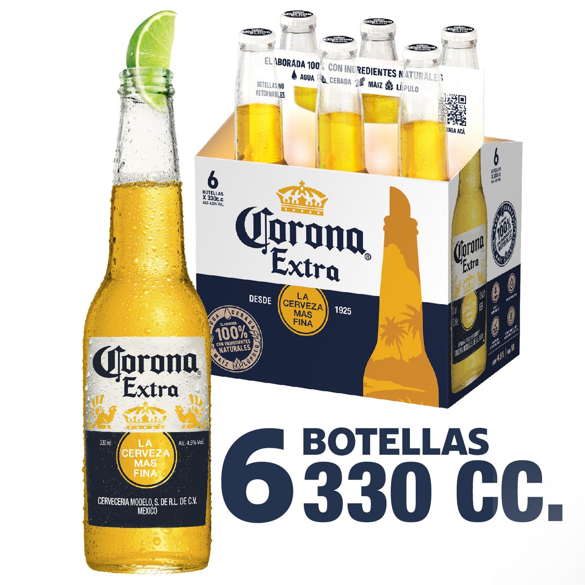 CORONA - Pack Cerveza Corona Lager Botella 4.5° 6 x 330 ml
