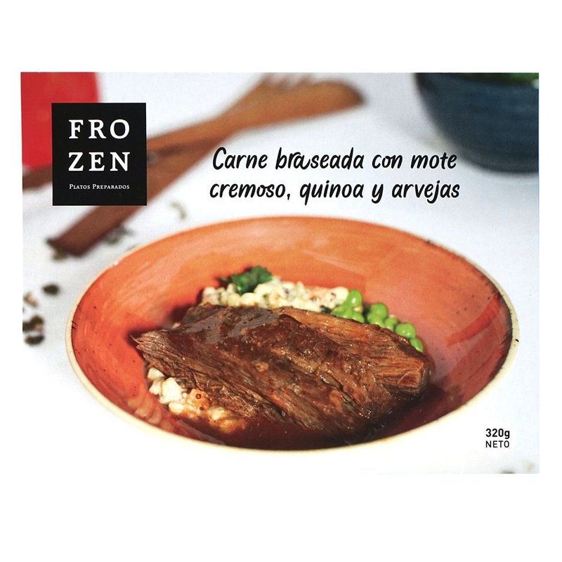 FRO ZEN - CARNE BRASEADA CON MOTE CREMOSO QUINOA Y ARVEJAS
