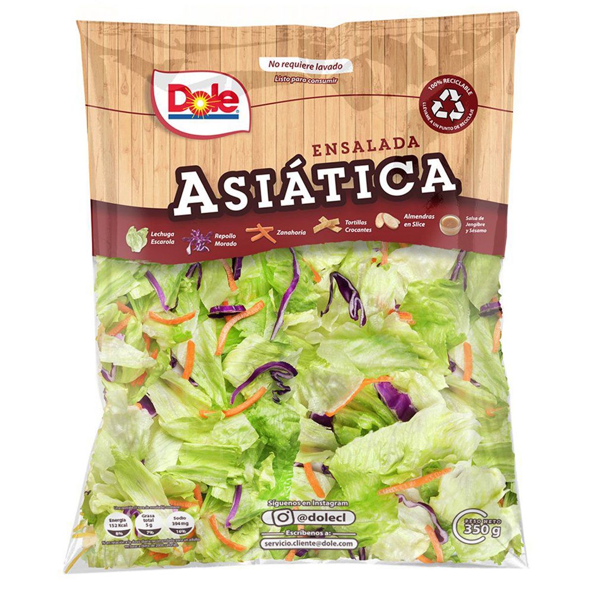 DOLE - Ensalada Asiática en Bolsa 350 g